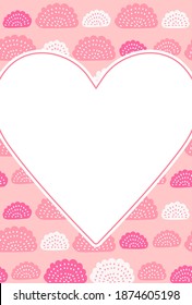 Scandinavian style abstract shell pattern with heart frame