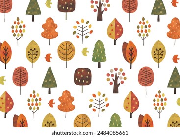 Scandinavian style autumn color tree pattern