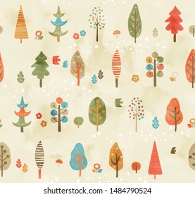 Scandinavian style autumn tree pattern