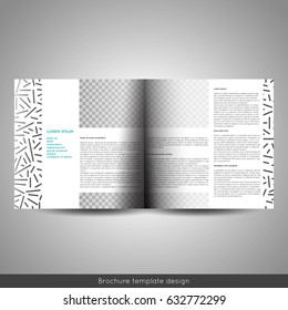 Scandinavian style business or educational template bi fold square brochure design layout, flyer or booklet. Stock vector