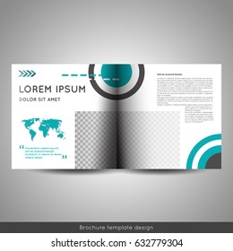 Scandinavian style business or educational template bi fold square brochure design layout, flyer or booklet.