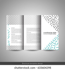 Scandinavian style business or educational template tri fold brochure design layout, flyer or booklet. Stock vector