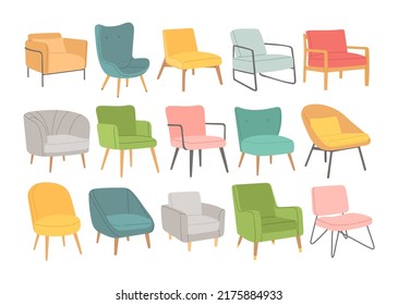 Scandinavian style chairs set flat design vector