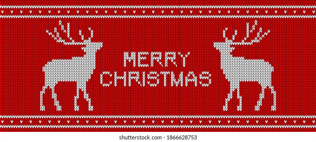 Scandinavian style Christmas knitted pattern with deers