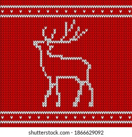 Scandinavian style Christmas knitted pattern with reindeer