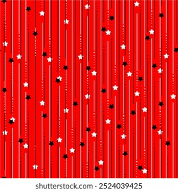 Scandinavian style Christmas seamless celebration. Postcard for the New Year holidays. Snowflakes, baubles and Christmas trees. Retro clean conceptual design. Vector illustration