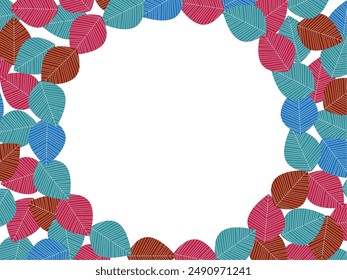 Scandinavian style colorful fallen leaves autumn frame