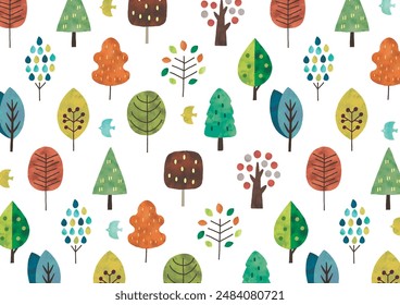 Scandinavian style colorful tree pattern