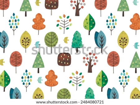 Scandinavian style colorful tree pattern