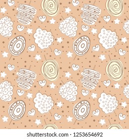 Scandinavian style cozy milkshake color sweet cotton repeating pattern. Use for surface prints,coffee cups, children bedroom textile and dishes design,cafe menu template,desserts and pastry packaging