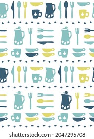 Scandinavian style cutlery seamless pattern