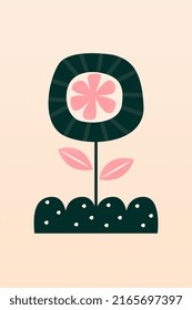 Scandinavian Style Floral Elements Illustration. Boho Floral Art Prints for Wall Decoration