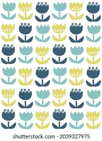 Scandinavian style flower seamless pattern