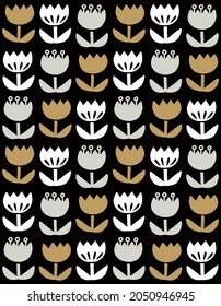 Scandinavian style flower seamless pattern