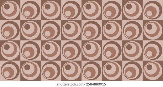 Scandinavian style geometric circle seamless pattern. Abstract background in mocha mousse color of the year