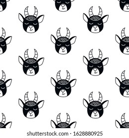 Scandinavian style goat pattern. Vector illustration for children.