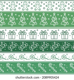 Scandinavian style. Green seamless pattern with fir