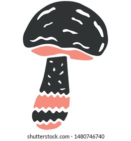 Scandinavian style hand-drawn mushroom on a white background. Design element. Vector illustration.