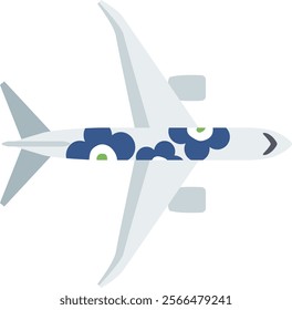 Scandinavian style illustration - Airplane (overhead view, view from above ver.)