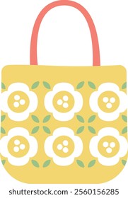 Scandinavian style illustration, bag, tote bag (yellow, floral pattern ver.)