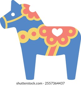 Scandinavian style illustration Dalana Horse (blue ver.)