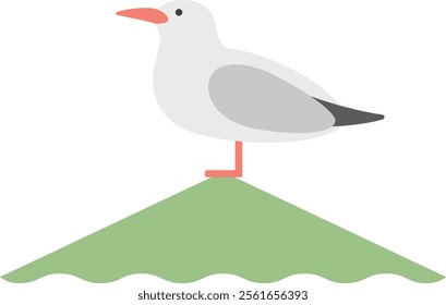 Scandinavian style illustration - seagulls perched on the roof