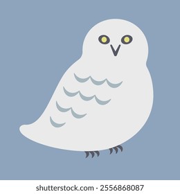 Scandinavian style illustration - snowy owl (blue gray background ver.)