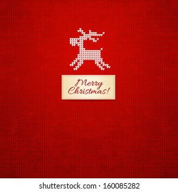 Scandinavian style knitted background with deer
