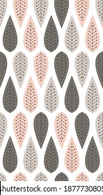 Scandinavian style leaf seamless pattern