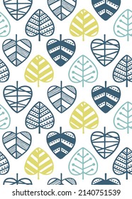 Scandinavian style leaf seamless pattern