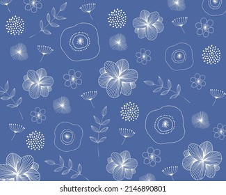 Scandinavian style line drawing flower background illustration