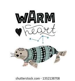 A Scandinavian style Navy seal. Vector children illustration