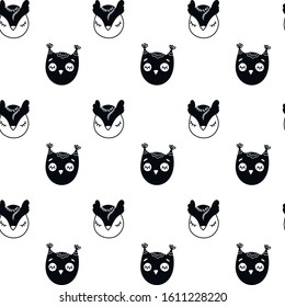 Scandinavian style owl pattern. Vector illustration for children.