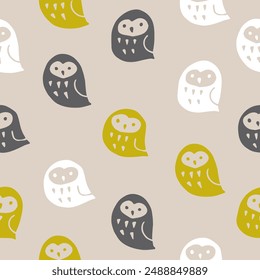 Scandinavian style owl seamless pattern