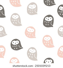 Scandinavian style owl seamless pattern