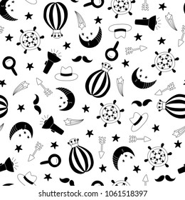 Scandinavian style pattern for a boy's nursery. Vector background
