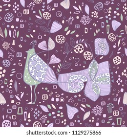 Scandinavian style pattern with folk bird