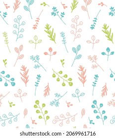 Scandinavian style  plant seamless pattern