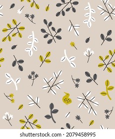Scandinavian style  plant seamless pattern