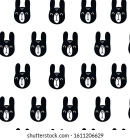 Scandinavian style rabbit pattern. Vector illustration for children.