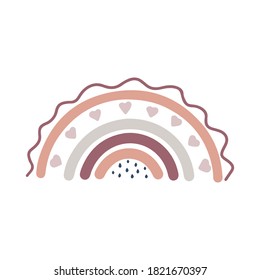  Scandinavian style rainbow with abstract dots in different colors for design or print hand drawn vector illustration isolated on white background.