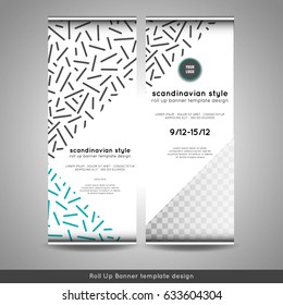 Scandinavian style roll up banner design layout, flyer or booklet. Stock vector