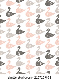 Scandinavian style seamless bird pattern