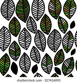 Scandinavian style. seamless floral pattern, graphic autumn fallen leaves.