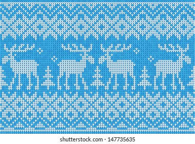Scandinavian style seamless knitted pattern with deers 