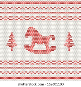Scandinavian style seamless knitted pattern with horse. EPS 10 vector illustration. Vector knitted background. 