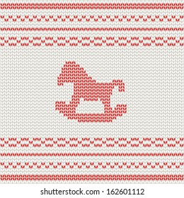 Scandinavian style seamless knitted pattern with horse. EPS 10 vector illustration. Vector knitted background. 