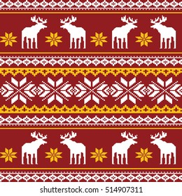 Scandinavian style seamless  pattern with deers