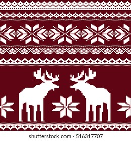 Scandinavian style seamless  pattern with deers. EPS 8