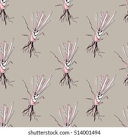 Scandinavian style seamless pattern with floral root. Vintage botanical Vector illustration eps 8